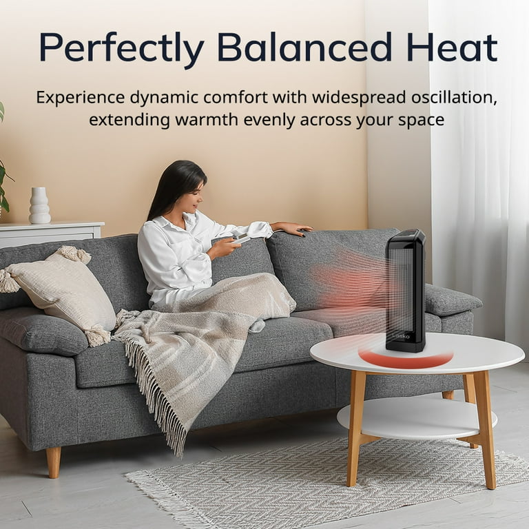 Lasko Ceramic Tower Space Heater 1500 Watt, Portable w/ Thermostat, Black