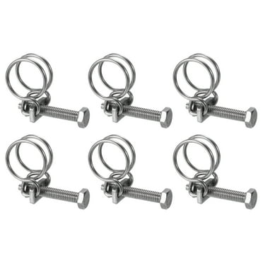 Uxcell 6Pack Double Wire Hose Clamp, 16-19mm Adjustable Stainless Steel Wire Tube Hose Clip with M6 Bolt