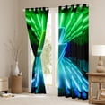 thumbnail image 3 of YST Teal Green Black Curtains&nbsp;&&nbsp;Drapes Neon Lightning Striped Blackout&nbsp;Curtains Gaming Window&nbsp;Curtains Gamer Room Decor,Glitter Glowing Stripes Geometry Window&nbsp;Treatments, 3 of 6