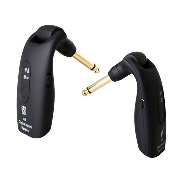 Transemion 20Hz-20kHz Transmitter Portable Lightweight 2.4GHz-2.483GHz Receiver Rechargeable Integrated USB Connector for Guitar Pickup Black