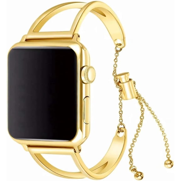 XIHAMA Bling Stainless Steel Slim Bracelet Band Compatible with Apple Watch 38/40/41/42/44/45/46/49mm, Adjustable Metal Replacement Strap Compatible with Series SE 11 10 9 8 7 6 5 4 3 2 1