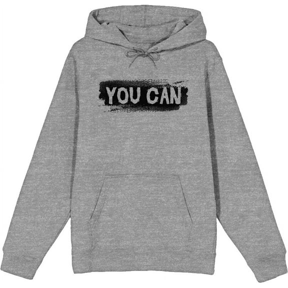"You Can" Gym Culture Adult Heather Gray Long Sleeve Hoodie-XXL