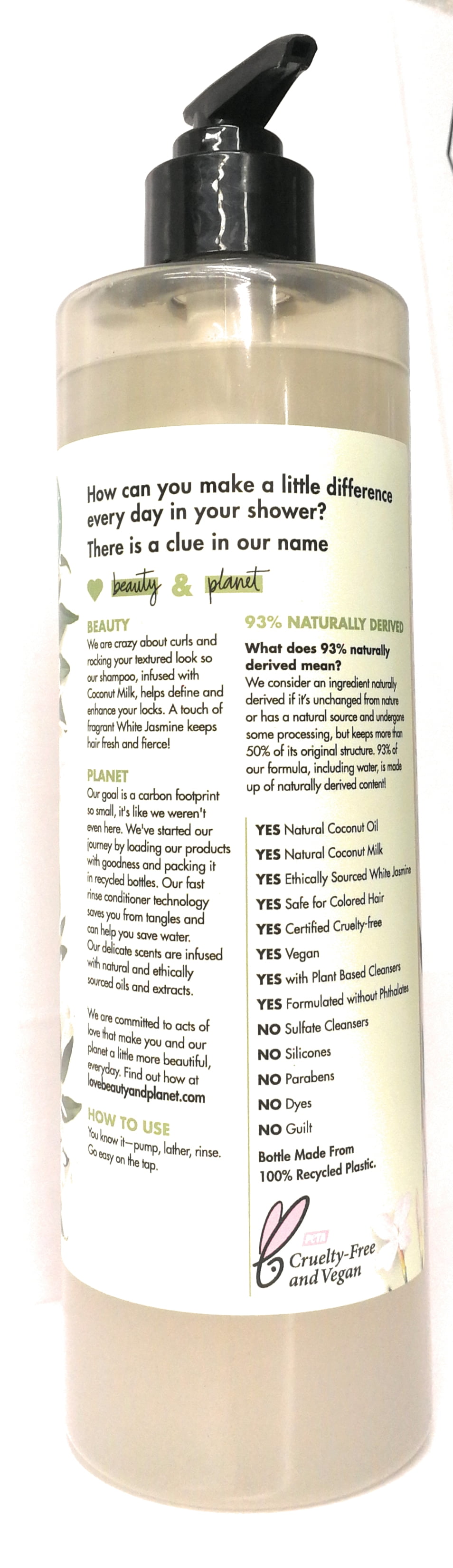 Love, Beauty & Planet Lbp Shampoo Sf Coconut Milk & White Jasmine 20.25 FL oz/598ml