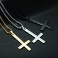 thumbnail image 2 of Stainless Steel Inverted Cross Pendant Necklace for Men Upside Down Cross Chain, 2 of 9