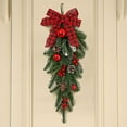 thumbnail image 4 of Christmas Teardrop Swag for Front Door - 21.6 Inch Artificial Pine Garland with Pinecones, Red Berries Christmas Balls,Festive Indoor Outdoor Decor for Door,Wall, Staircase Holiday Home Decorations, 4 of 7