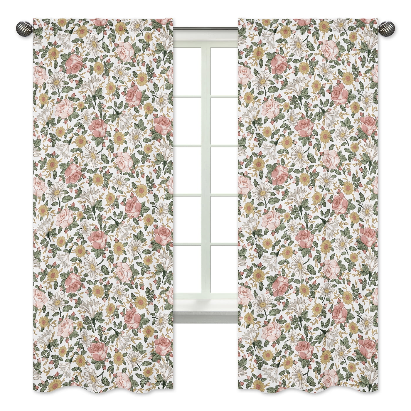 Vintage Floral Boho Window Treatment Panels Curtains by Sweet Jojo ...