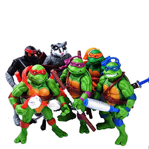 6 PCS TMNT Teenage Mutant Ninja Turtles Splinter Action Figure Statue Model Toys 