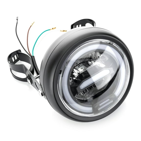 Huhudde 6.5 Inch Round LED Motorcycle Headlight with Brackets Assembly for Custom Bikes