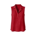 thumbnail image 5 of Women's Linen Sleeveless Blouse Lapel Collar Half Button Casual Tank Top Red M, 5 of 6