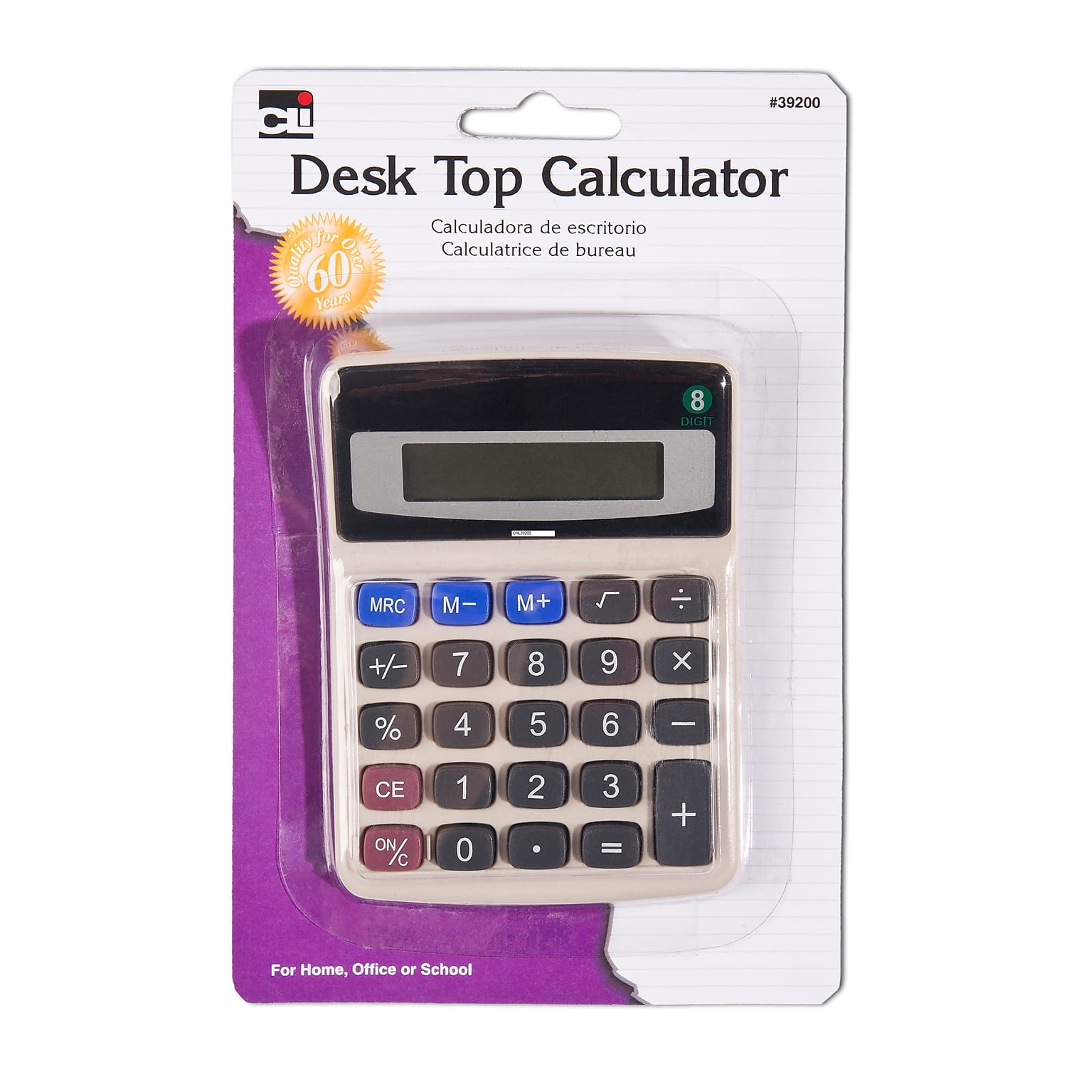 Charles Leonard Desktop Calculator, Battery/Solar Powered with Tilted 8-Digit Display (6 Count)