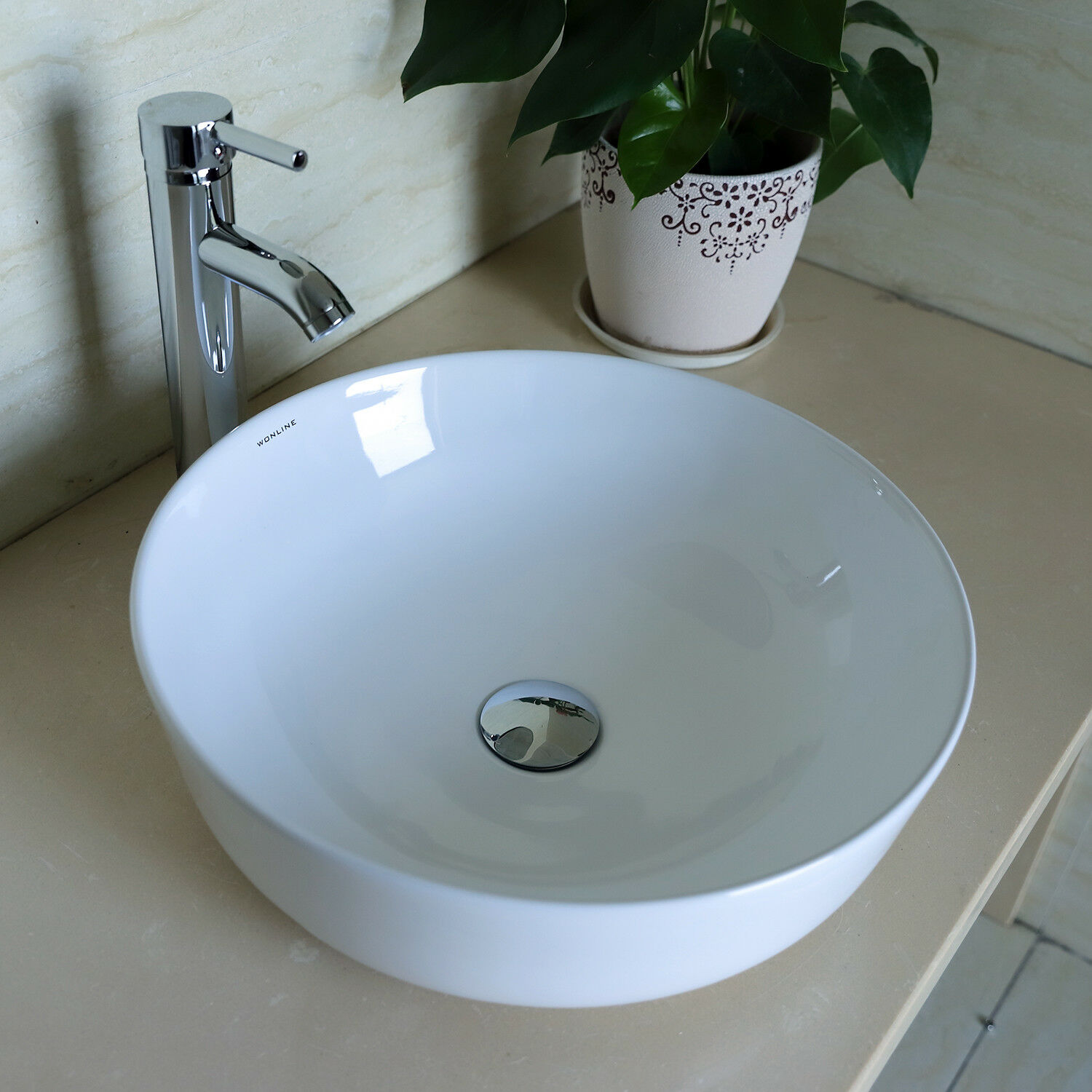 White Bathroom Ceramic Porcelain Vessel Sink Above Counter