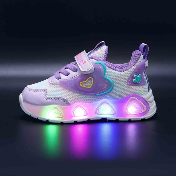 Sneakers Toddler Boy Purple Sneakers LED Light Up Shoes for Girls Toddler Walking Shoes Girls Kids Children Baby Casual Shoes Big Kid Size 9 9.5 Years Walmart