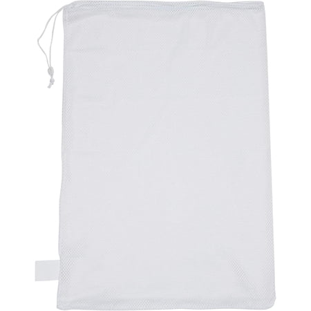 Champion Sports Mesh Sports Equipment Bag- White 24 x 36 - Multipurpose Nylon Drawstring Bag with Lock and ID Tag for Balls Swimming Gear Laundry Toys - Breathable Stuff Sack