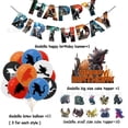 thumbnail image 3 of Set de decoraciones para fiesta temática de Godzilla, pancarta de dinosaurio para fiesta, adorno para tarta, 15 globos, suministros para fiesta de cumpleaños, 3 of 4