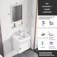 thumbnail image 2 of Gabinete de Baño de Lavamanos y Espejo, Armario de Pared para Baño con Estante, Grifos de Agua Caliente y Fría, Tuberías de Desagüe, 43 * 35 * 41CM (Blanco), 2 of 6