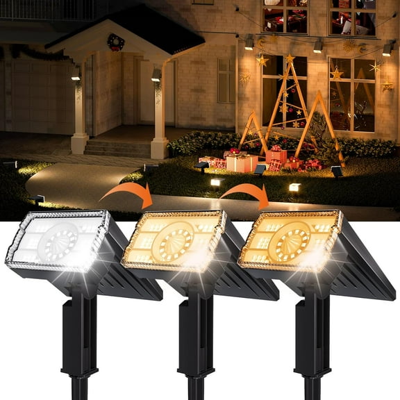 NestE Solar Spot Lights Outdoor,Adjustable Warm&Cool,IP67 Waterproof,3 Color 3 Modes,2-in-1 Wall Lights Solar Powered Spotlights for Pathway/Garden/Yard/Patio/Tree/Landscape Lighting Outside Decor