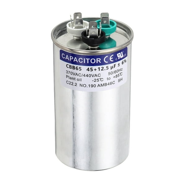 Uxcell 45 12.5MFD CBB65 Run Start Capacitor 45 12.5uF, 370/440V Round AC Capacitor for AC Motor Run, HVAC, Air Conditioner, Condenser Motors