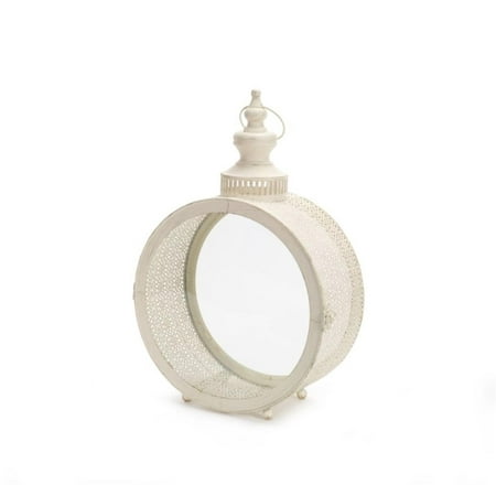 UPC 746427707831 product image for Set of 2 White Distressed Circular Lantern with Vented Top and Glass Panes 17.5