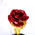 thumbnail image 4 of 24K Gold Plating Rose Flower In A Glass Dome With LED Light String Gift Women Girls On Birthday Valentine's Day Mother's Day Christmas Holiday Powered By 3 X AAA Batteries (Not Included), 4 of 5