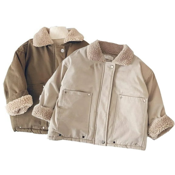 Esaierr Toddler kids Boys Winter Jacket Fleece Cotton Coat for Newborn Warm Outwear Long Sleeve Button Cotton Outwear for 12M-9Y