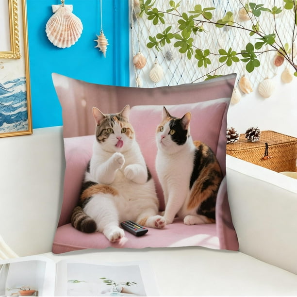 Juego de cojines con estampado de animales adorables para dormitorio, sala de estar o sofá (45x45 cm). Funda de cojín aterciopelada.