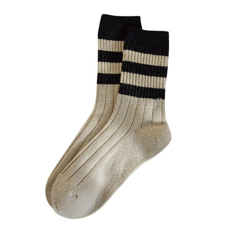 

Autumn Winter Striped Ccolor Matching Thickened Warm Mid Tube Wool Socks Women Thick Socks Calcetines Meias