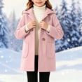 thumbnail image 5 of VIPOIN Children's Winter Solid Color Woollen Overcoat Long Sleeve Hooded Casual Outwear Pockets Jackets Kids, 5 of 8