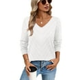 thumbnail image 3 of Ronuti Sweaters for Women V Neck Long Sleeve Casual Fall Tops Crochet Knit Lightweight Pullover Fashion Clothes 2026, 3 of 11