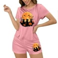 thumbnail image 7 of Tnhcen Women's Halloween Spooky Witch Print Pajama Set Soft Sleepwear with Stretchy Waistband Athletic Style Short Sleeve PJs for Cozy At-Home Plus Size Included (S-XL), 7 of 7