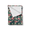 thumbnail image 2 of Flamingo Soft Flannel Fleece Blanket, Hawaiian Exotic Nature and Wildlife Theme with Birds Flowers and Leaves Rainforest, Cozy Plush for Indoor and Outdoor Use, 70" x 90", Multicolor, by Ambesonne, 2 of 6