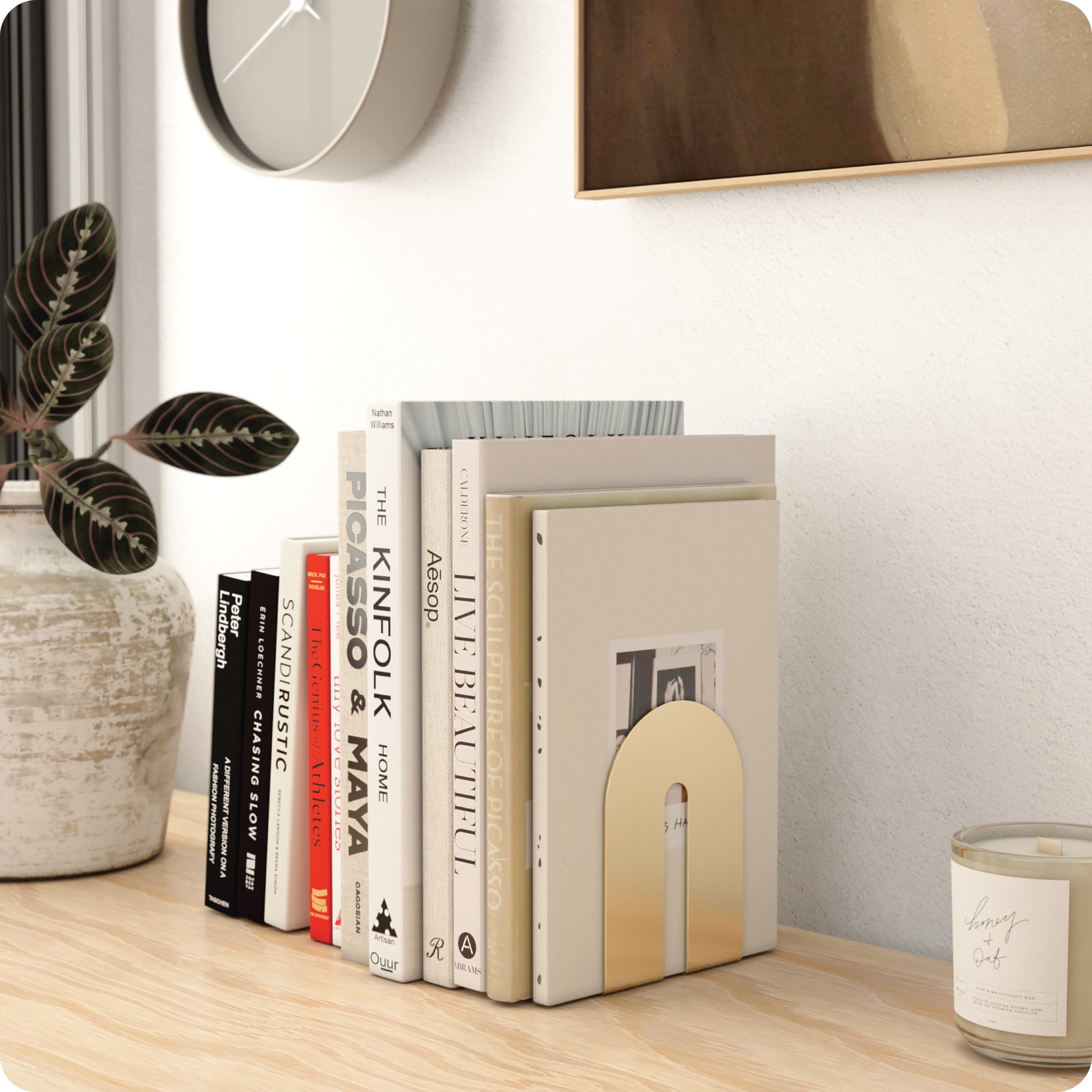 U Brands Bent Metal Arch Bookends, Industrial, Set of 2, 6.7 x 5 x 4.7 in., Gold