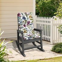 JUSTLET HDPE Single Rocking Chair with 1 Detachable Cushion - Waterproof, All-Weather Durable Outdoor Seating, Perfect for Poolside, Garden, Balcony, Gray Chair & Floral Cushion
