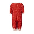 thumbnail image 3 of Elippeo Christmas Family Pajamas Matching Set Letter Santa Hat Print Long Sleeve Tops and Elk Print Pants Sleepwear, 3 of 9