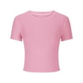 thumbnail image 5 of Mittory Womens Tops Trendy Basic Crew Neck Short Sleeve T Shirt Slim Fit Cute Crop Top Shirts Casual Summer Clothes, 5 of 7