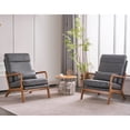 thumbnail image 6 of Zimtown Mid-Century Retro Armchair, Modern Upholstered Single Sofa with High Back, Bronzing Cloth Fabric Accent Chair with Wooden Frame Dark Gray, 6 of 13