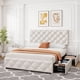 thumbnail image 1 of Qinaqin Queen Size Cama Frame con 4 Almacenamiento Cajones y Ajustable cm de Alturaeadboard Cuero Sintético Upholstered Platform Profundidadiamante Stitched Button Tufted No Caja Spring, 1 of 6
