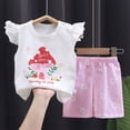 thumbnail image 2 of NOLDARES Toddler Baby Girl Clothes Summer Outfits Sleeveless Ruffled Shirts Tank Tops Shorts Kids Girls Clothing Sets(Red,18-24 M), 2 of 4