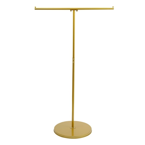 ChicHomey Adjustable Retail Clothing Rack, Gold Iron, T-Shaped Design, Height Range 39.37-59.06in, Sturdy Frame, Ideal for Home or Store Use, Easy Assembly and Cleaning