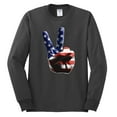 thumbnail image 2 of Wild Bobby, American Flag Peace Sign Hand Pop Culture Mens Long Sleeve Shirt, Charcoal, X-Large, 2 of 3