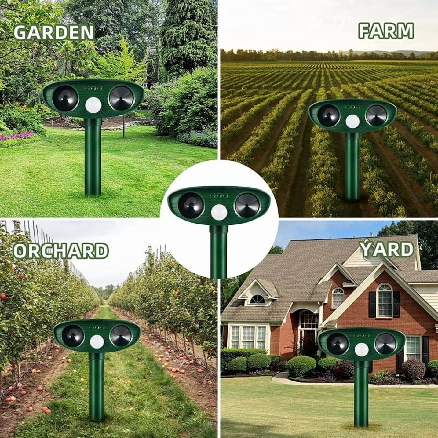 Paddsun Solar Animal Repellent, Outdoor with Powerful Motion Sensor and LED Light, 4-Pack