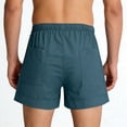 thumbnail image 2 of Fnooota Mens Cotton Linen Shorts, Drawstring Casual Summer Relaxed Fit Beach Shorts Navy Size M, 2 of 8