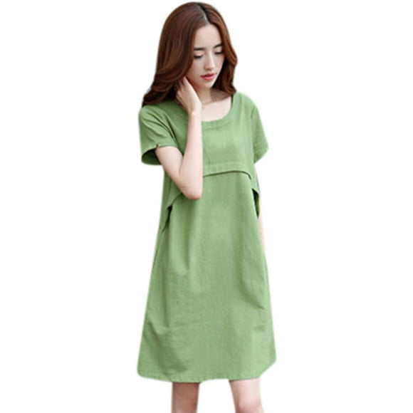 Ketyyh-chn99 Dress Shirts for Women Mini Dress Party Dress Solid Shift Dress for Vacation Pullover Beach Dress Green,XL