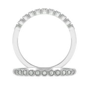 1/10 Carat 14K White Gold Diamond Petite Wedding Anniversary Stackable Band. ( H-I Color, I2-I3 Clarity )