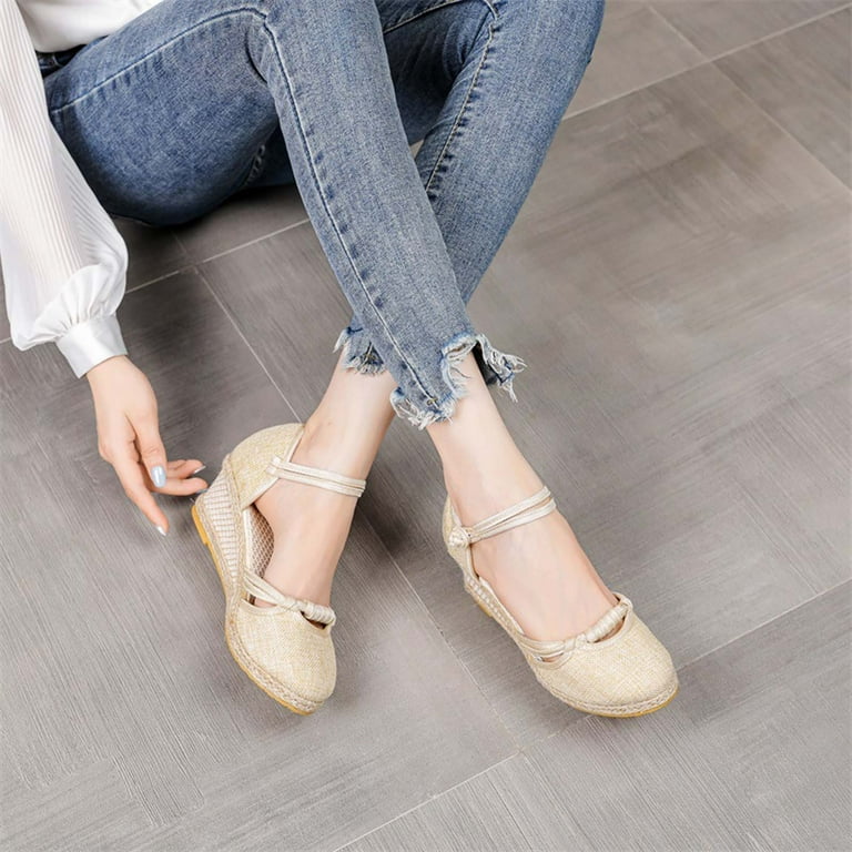 Anuirheih Closed Toe Wedges for Women, Summer Shoes Ankle Buckle Strap Sandals Mid Low Heel Canvas Dress Sandals(Beige) - Walmart.com Anuirheih Closed Toe Wedges for Women, Summer Shoes Ankle Buckle Strap Sandals Mid Low Heel Canvas Dress Sandals(Beige) - Walmart.com