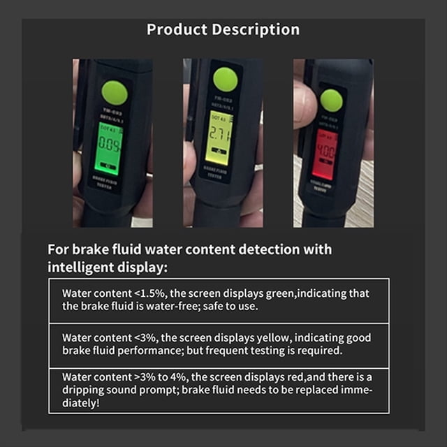 DOT3/DOT4/DOT5.1 Brake Fluid Tester Oil Tester Auto Brake Liquid Oil Mini Tester Detector Tool Metal Probe with Sound