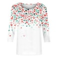 thumbnail image 5 of Valentines Womens 3/4 Sleeve Shirts Heart Graphic Crew Neck Tops Casual Cute Pattern Comfy Tee Festival Funny Soft Fashion Stylish T Shirt Gift for Women, 5 of 5