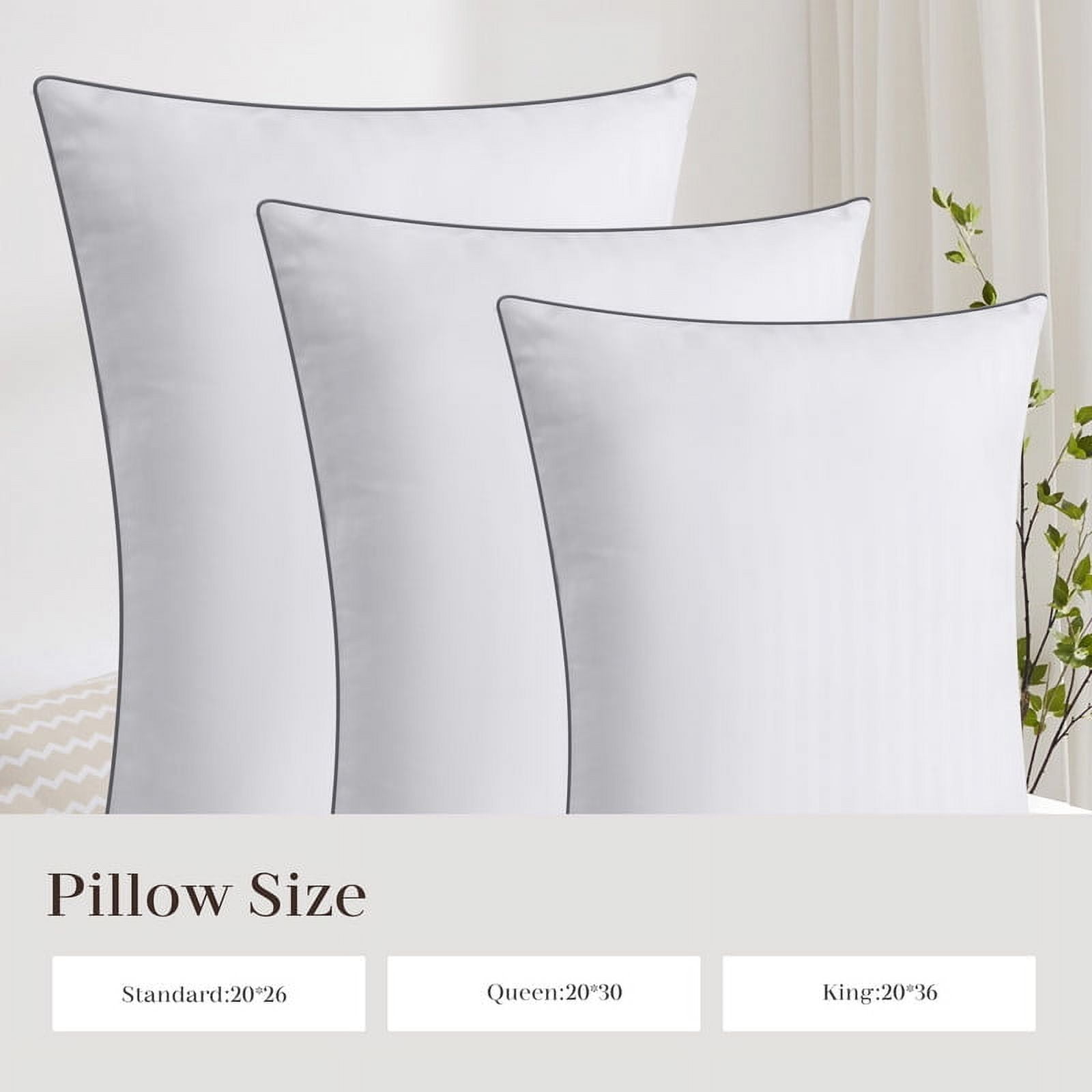 JUSTLET Standard Size Pillows Set of 2-Down Alternative Pillows for Side，Back，Stomach Sleepers，Breathable & Skin-Friendly，Machine Washable，20" x 26"