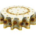 thumbnail image 1 of Sunflower Floral Tablecloth Round 60 Inch Bee Flower Washable Table Cloth Heat Resistant Seasonal Table Cover for Party Picnic Dinner Decor, 1 of 8