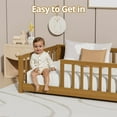 thumbnail image 3 of Full Floor Bed for Kids Toddlers, Solid Wood Multifunctional Montessori Bed Frame with Safety Guardrails, Without Door, Easy Assemble,Light Espresso, 3 of 7