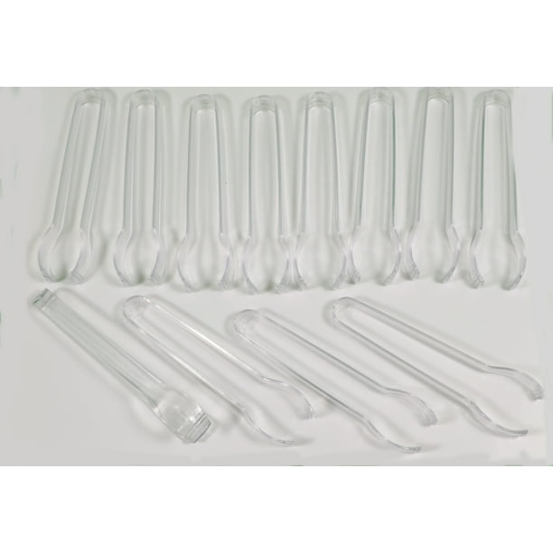 Set of 12 Clear Plastic 4" Mini Serving Tongs Party Serving Utensils